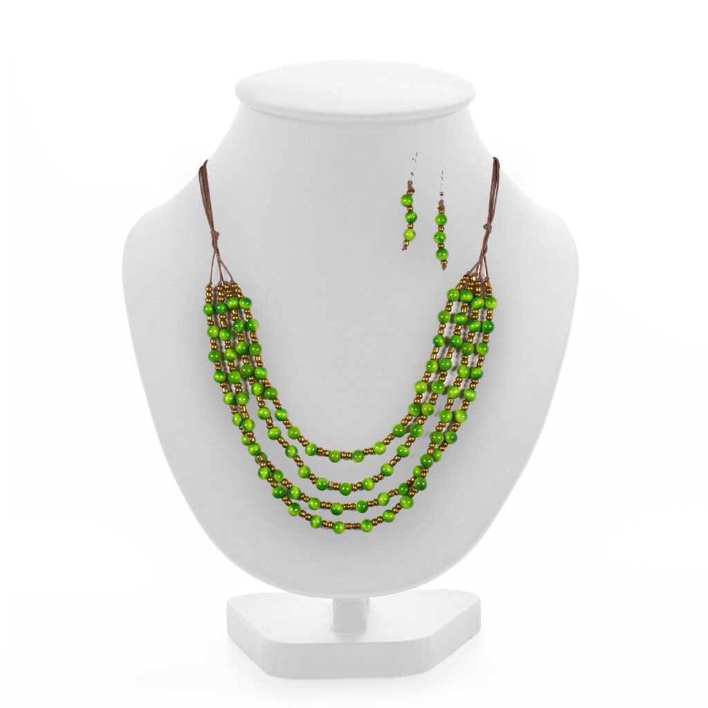green-beautiful and luxury necklace on jewelry stand neck