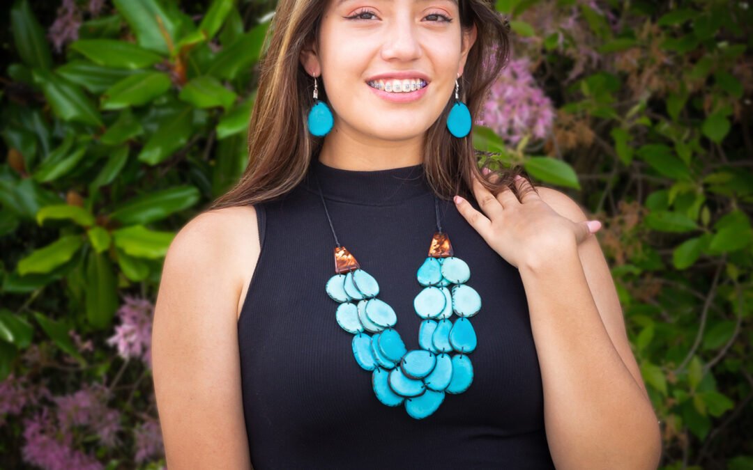 Light Blue Tagua Necklaces