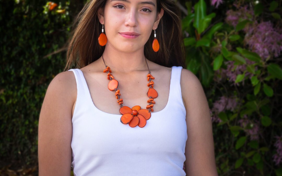 Orange Handmade Tagua Necklace