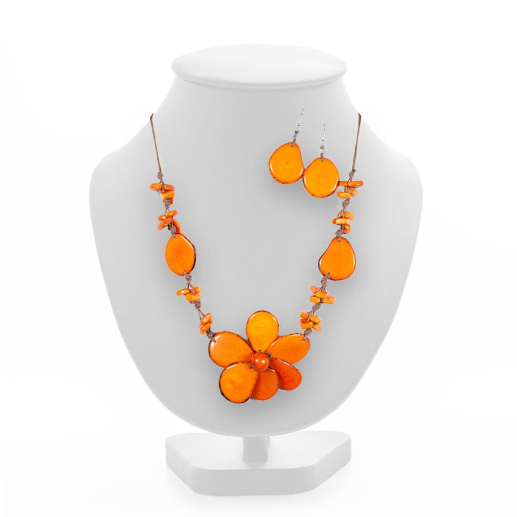 beautiful and luxury necklace on jewelry stand neck orange
