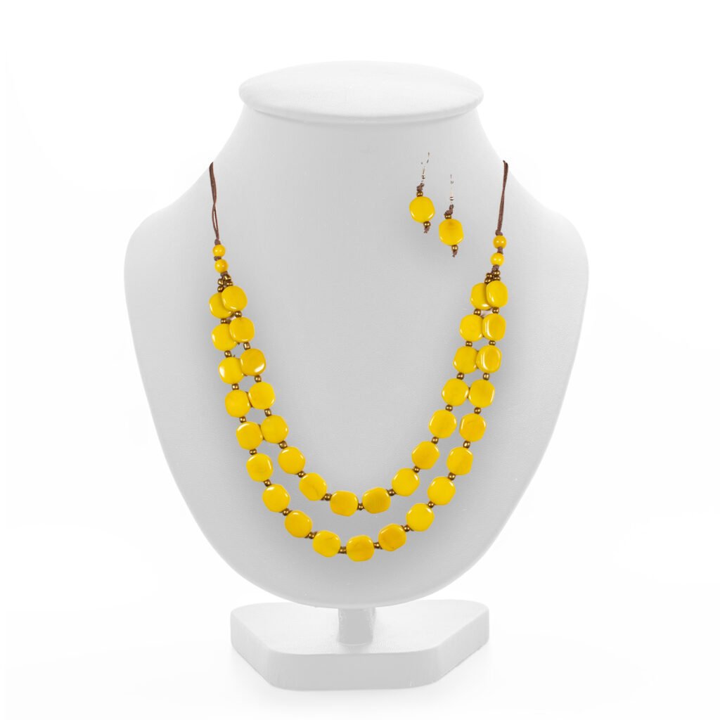 yellow-beautiful and luxury necklace on jewelry stand neck